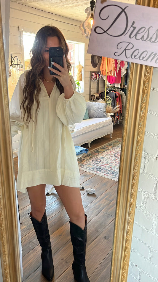 Cream Long Sleeve Dress